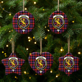 Brown Modern Tartan Crest Christmas Ceramic Ornament